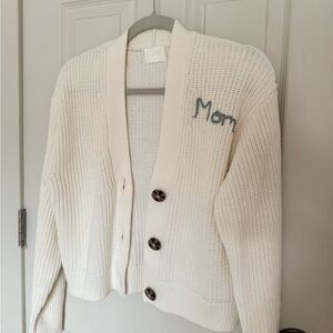 XS cream embroidered mom cardigan